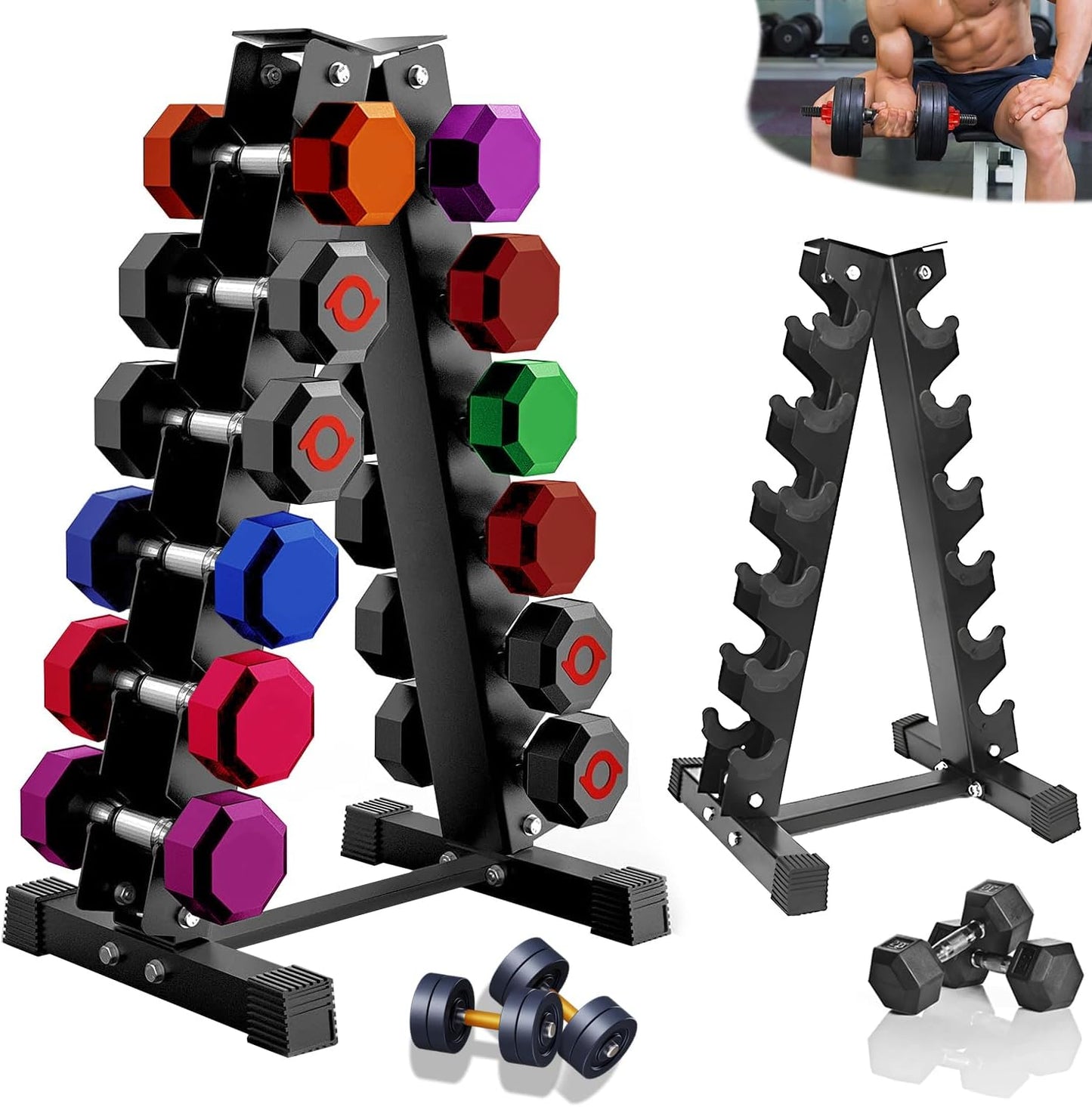 Soporte rack de mancuernas, Capacidad de carga 200 kg,compacto para gimnasios o casa