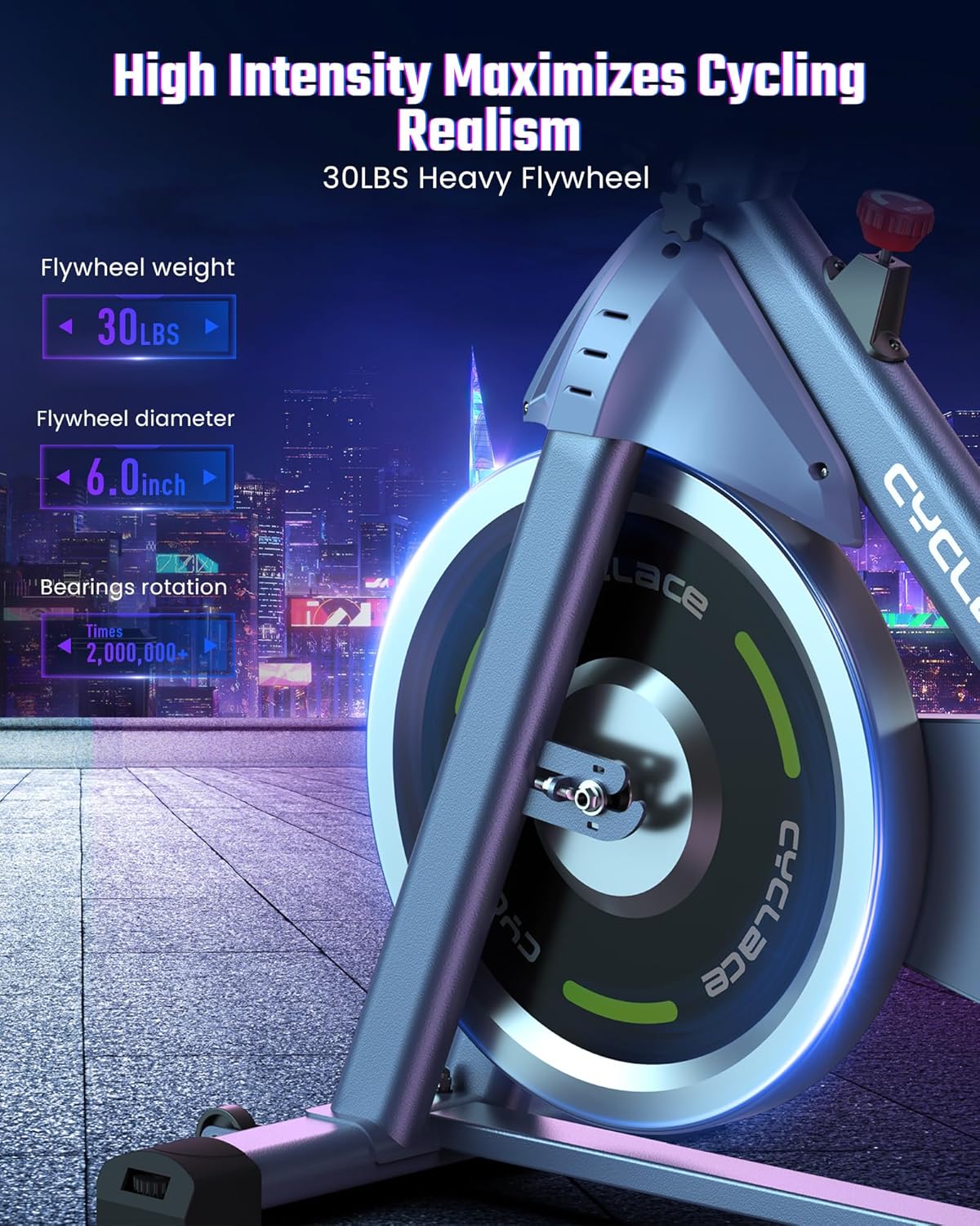 Cyclace - Bicicleta estática magnética, con aplicación, de bajo nivel de ruido, para interiores y cardiovascular