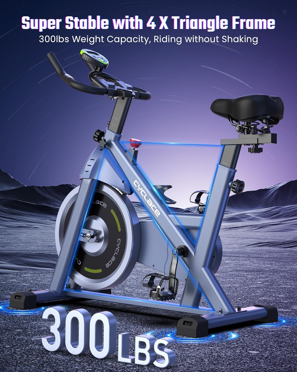Cyclace - Bicicleta estática magnética, con aplicación, de bajo nivel de ruido, para interiores y cardiovascular
