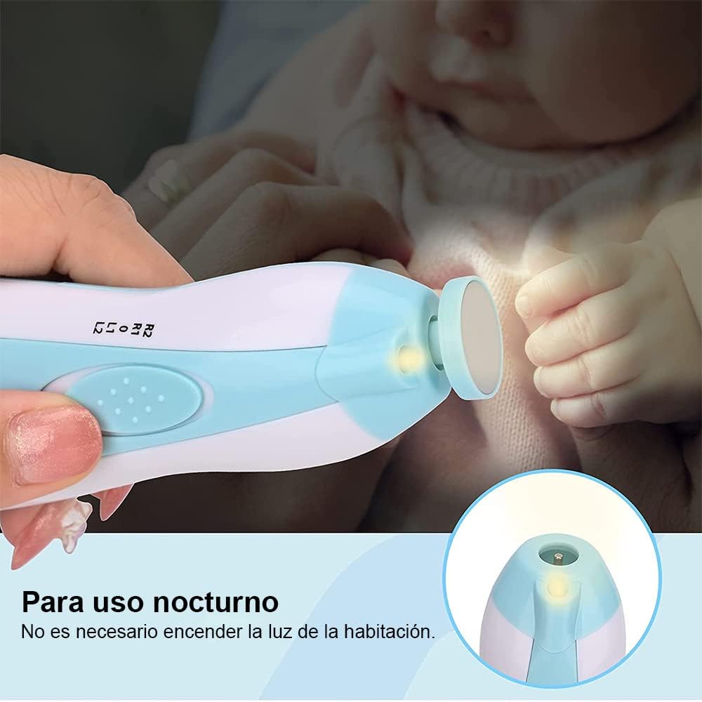 Lima de uñas bebe, Set de Cuidado de uñas para Bebés 10 en 1, Pulidor de uñas para bebés Cortaúñas Versátiles con Luz LED
