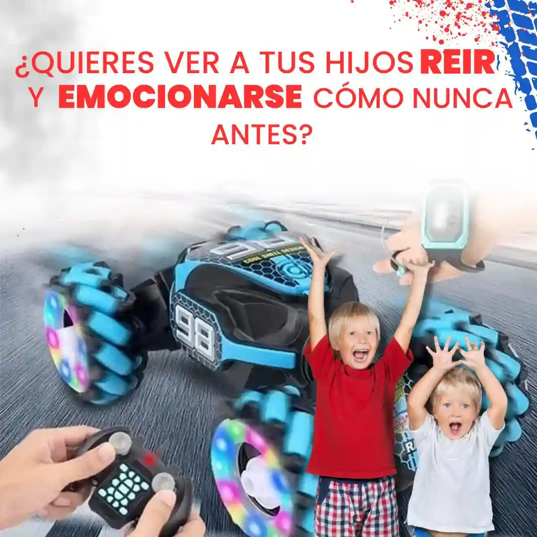Coche de control remoto, 2.4G 4WD , todos los terrenos de doble cara giratoria controlados a mano, camión RC gesto para niños y niñas con música