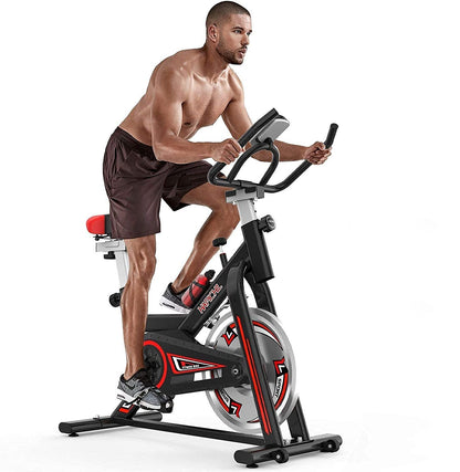 Bicicleta Estatica Spinning Gimnasio Fitness Pro + Sensor de cadencia y velocidad, 2 en 1 Bluetooth ANT+ RPM Set de Bandas Elásticas y de Tela