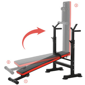 Banco de Pesas Ajustable  plegable con Soporte Convierte tu Hogar en un Gimnasio Completo
