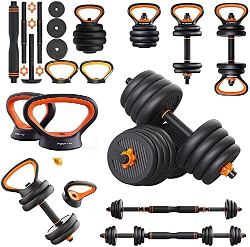 Kit Mancuernas multifuncionales 6 en 1 PRO Barra larga + Pesa russa 30KG