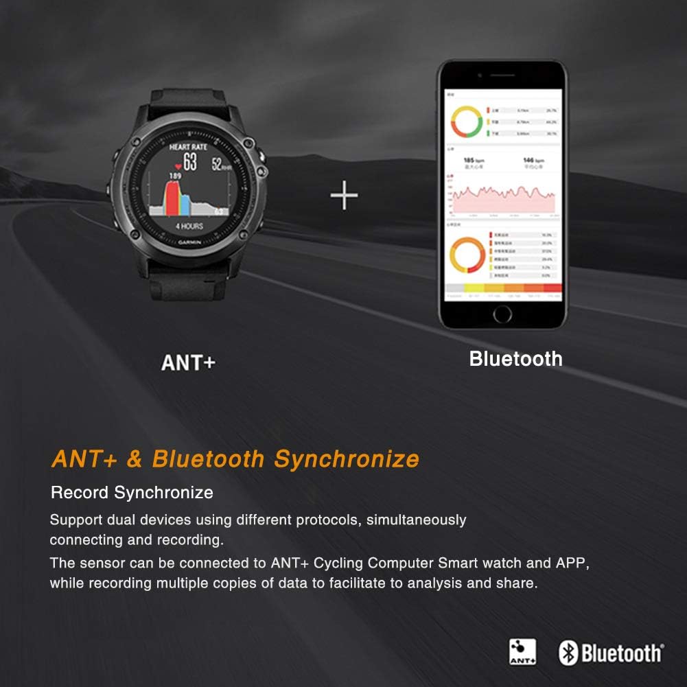 Bicicleta Estatica Spinning Gimnasio Fitness Pro + Sensor de cadencia y velocidad, 2 en 1 Bluetooth ANT+ RPM Set de Bandas Elásticas y de Tela