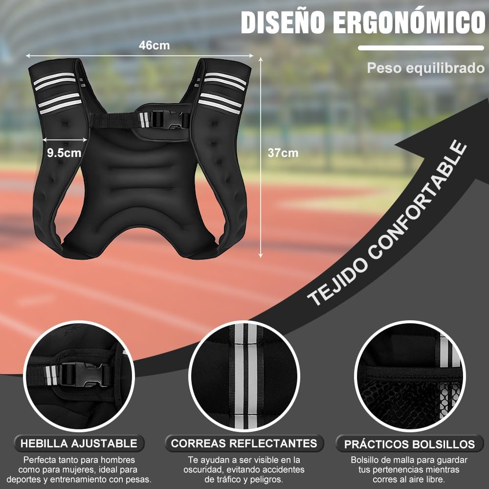 Chaleco Entrenamiento PRO Peso 5kg Gym Crossfit Equipo Fitness y running