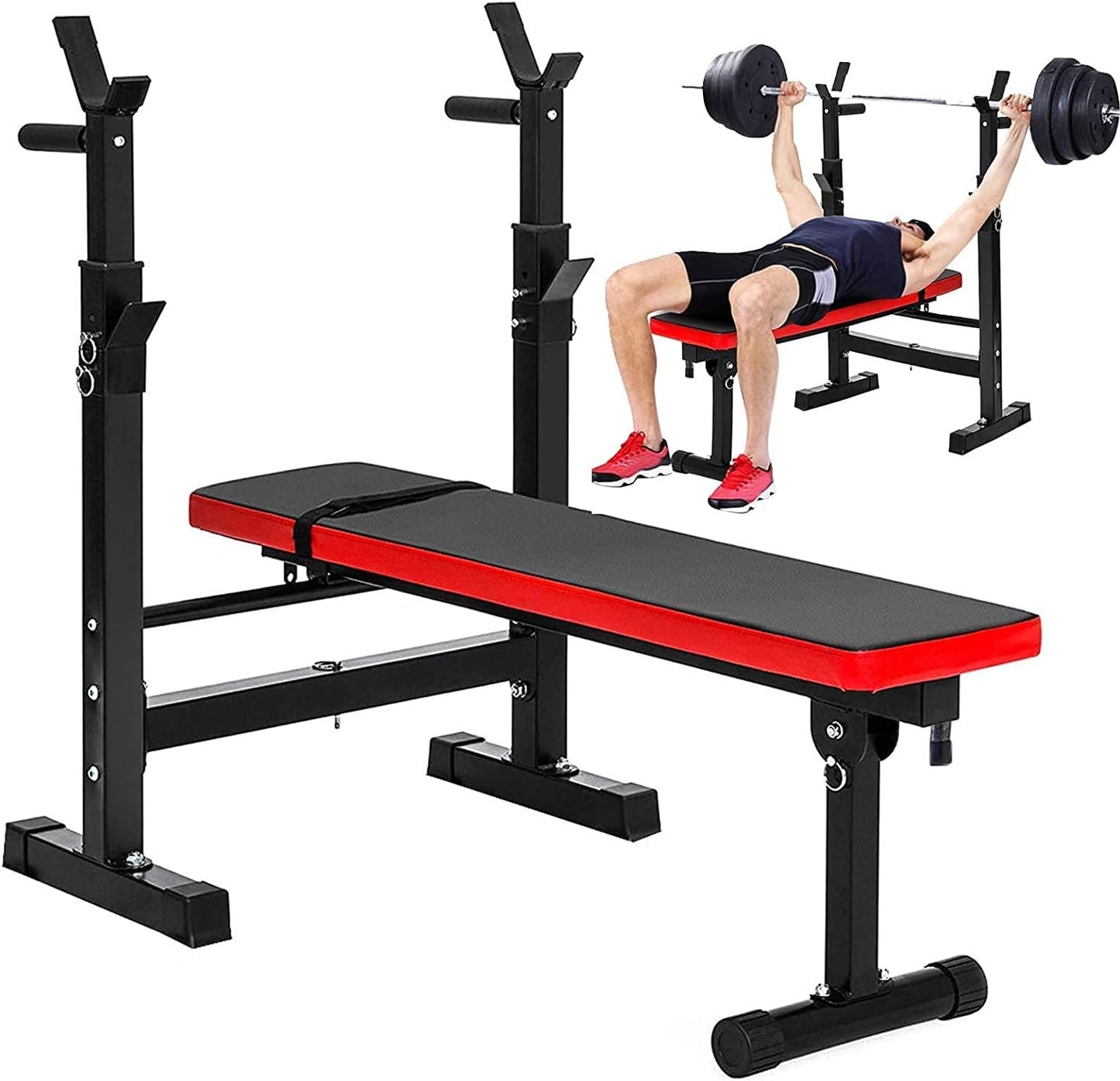 Banco de Pesas Ajustable  plegable con Soporte Convierte tu Hogar en un Gimnasio Completo