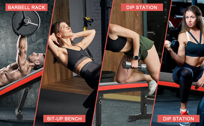 Banco de Pesas Ajustable  plegable con Soporte Convierte tu Hogar en un Gimnasio Completo