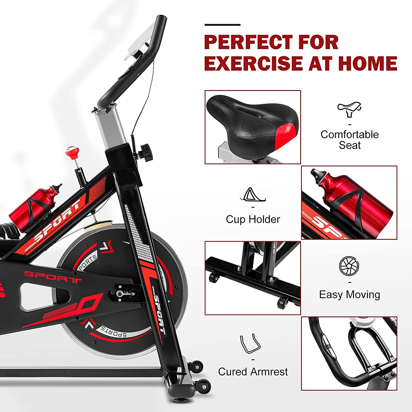 Bicicleta Estatica Spinning Gimnasio Fitness Pro + Sensor de cadencia y velocidad, 2 en 1 Bluetooth ANT+ RPM Set de Bandas Elásticas y de Tela
