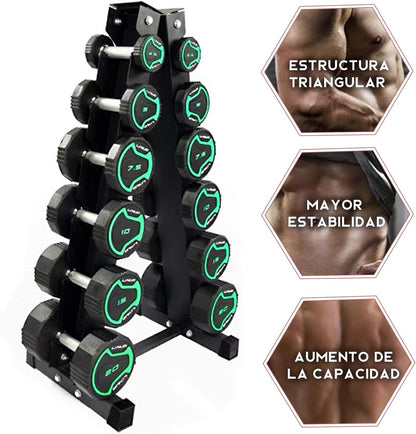 Soporte rack de mancuernas, Capacidad de carga 200 kg,compacto para gimnasios o casa