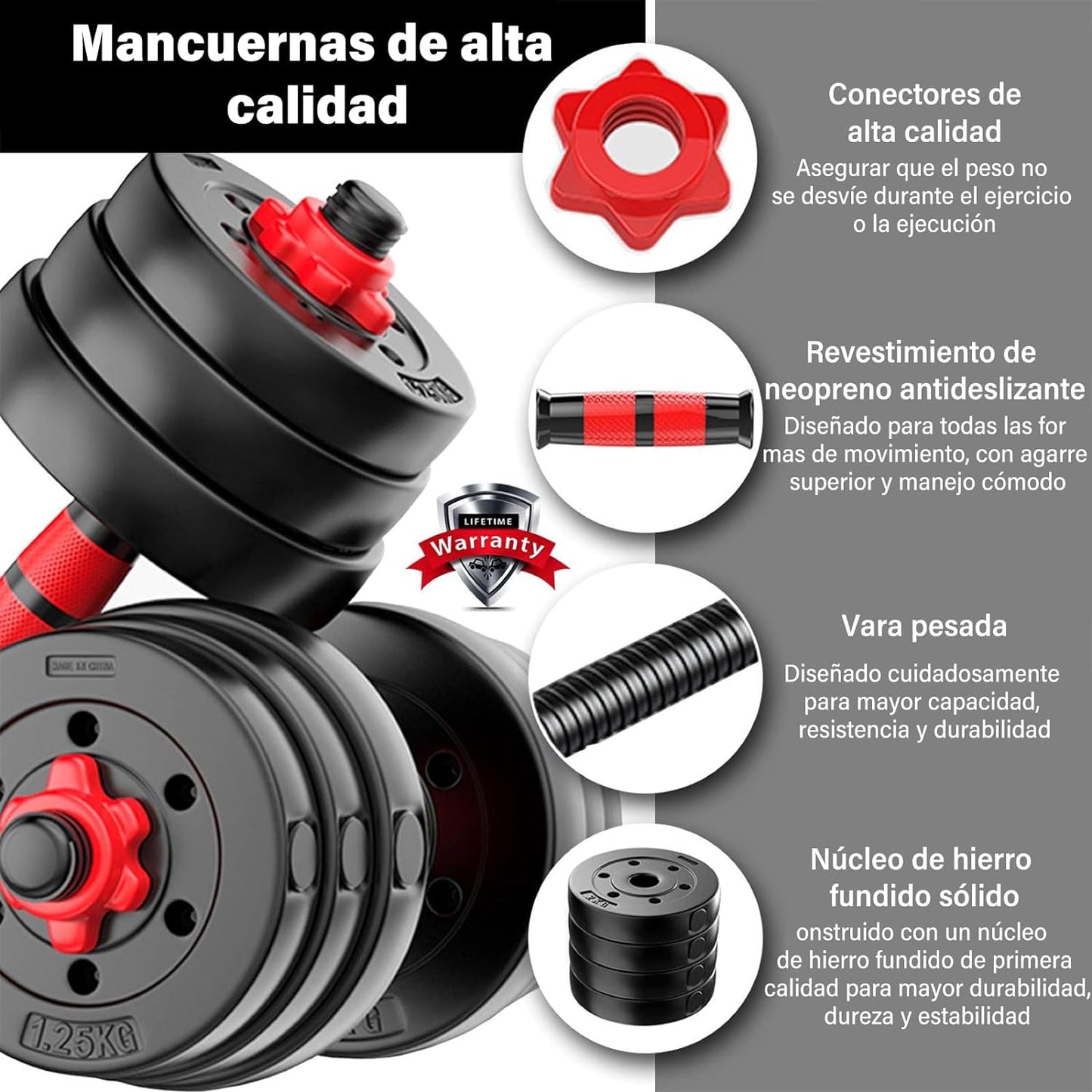 Kit pesas 60 libras PRO Multifuncional + barra larga 1,40 M + PESAS TOBILLERAS 2KG