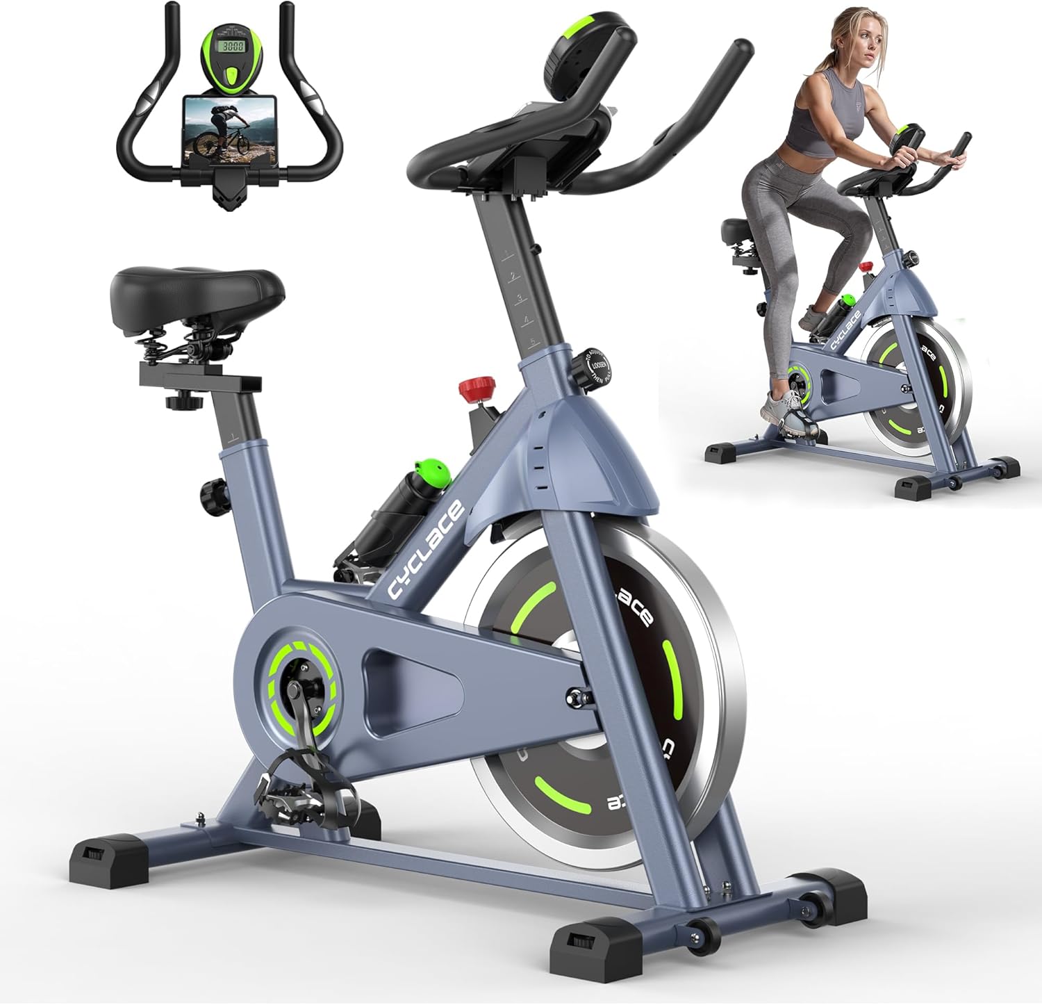 Cyclace - Bicicleta estática magnética, con aplicación, de bajo nivel de ruido, para interiores y cardiovascular
