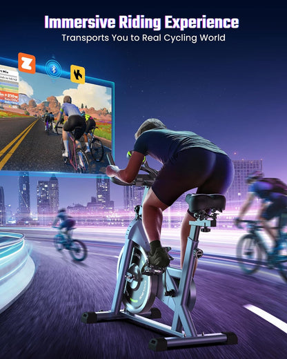 Cyclace - Bicicleta estática magnética, con aplicación, de bajo nivel de ruido, para interiores y cardiovascular