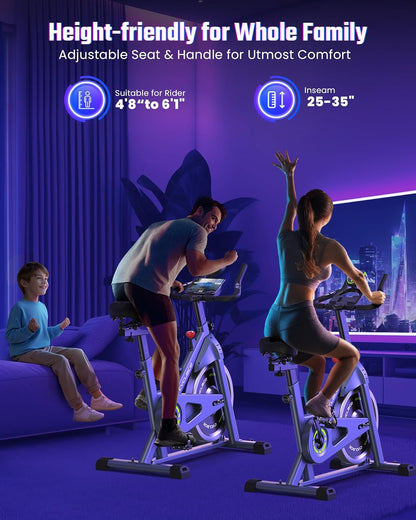 Cyclace - Bicicleta estática magnética, con aplicación, de bajo nivel de ruido, para interiores y cardiovascular