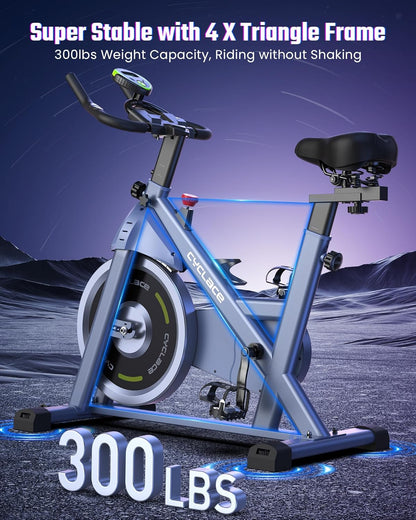 Cyclace - Bicicleta estática magnética, con aplicación, de bajo nivel de ruido, para interiores y cardiovascular
