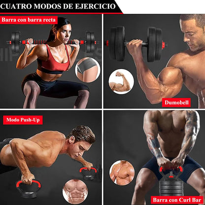 Kit de Pesas 100 Libras PRO con Pesa Rusa y Barra de 1,40 m + OBSEQUIO