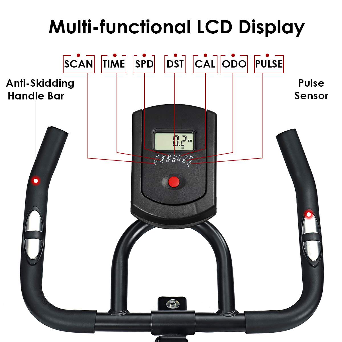 Bicicleta Estatica Spinning Gimnasio Fitness Pro + Sensor de cadencia y velocidad, 2 en 1 Bluetooth ANT+ RPM Set de Bandas Elásticas y de Tela