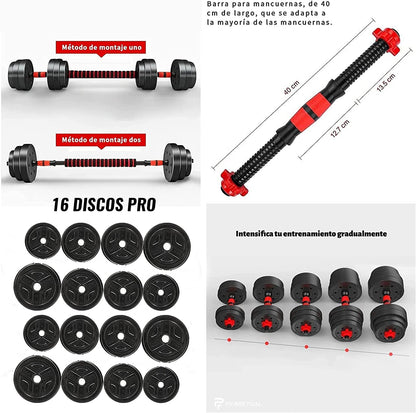 Kit PRO Multifuncional 3 en 1   peso 80 libras + barra larga 1,40 M +OBSEQUIO