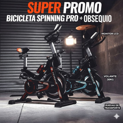 Bicicleta Estatica Spinning Gimnasio Fitness Pro + Sensor de cadencia y velocidad, 2 en 1 Bluetooth ANT+ RPM Set de Bandas Elásticas y de Tela