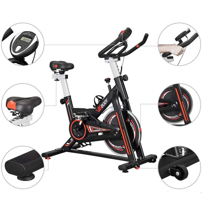 Bicicleta Estatica Spinning Gimnasio Fitness Pro + Sensor de cadencia y velocidad, 2 en 1 Bluetooth ANT+ RPM Set de Bandas Elásticas y de Tela