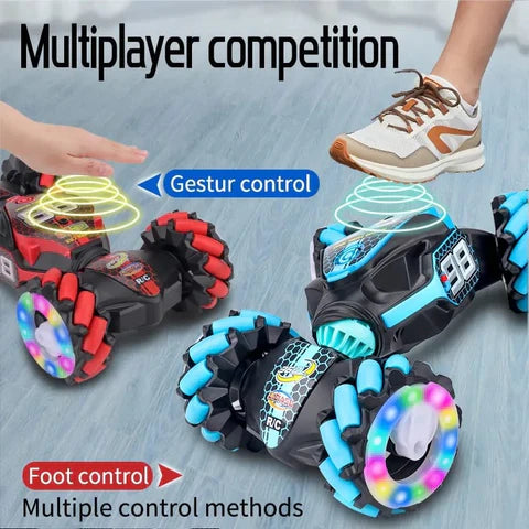 Coche de control remoto, 2.4G 4WD , todos los terrenos de doble cara giratoria controlados a mano, camión RC gesto  para niños y niñas con música