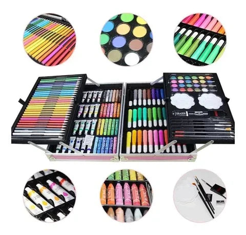 Set Kit Creativo Arte Dibujo Maleta 145 PREMIUM + ROLLO PAPEL DIBUJO