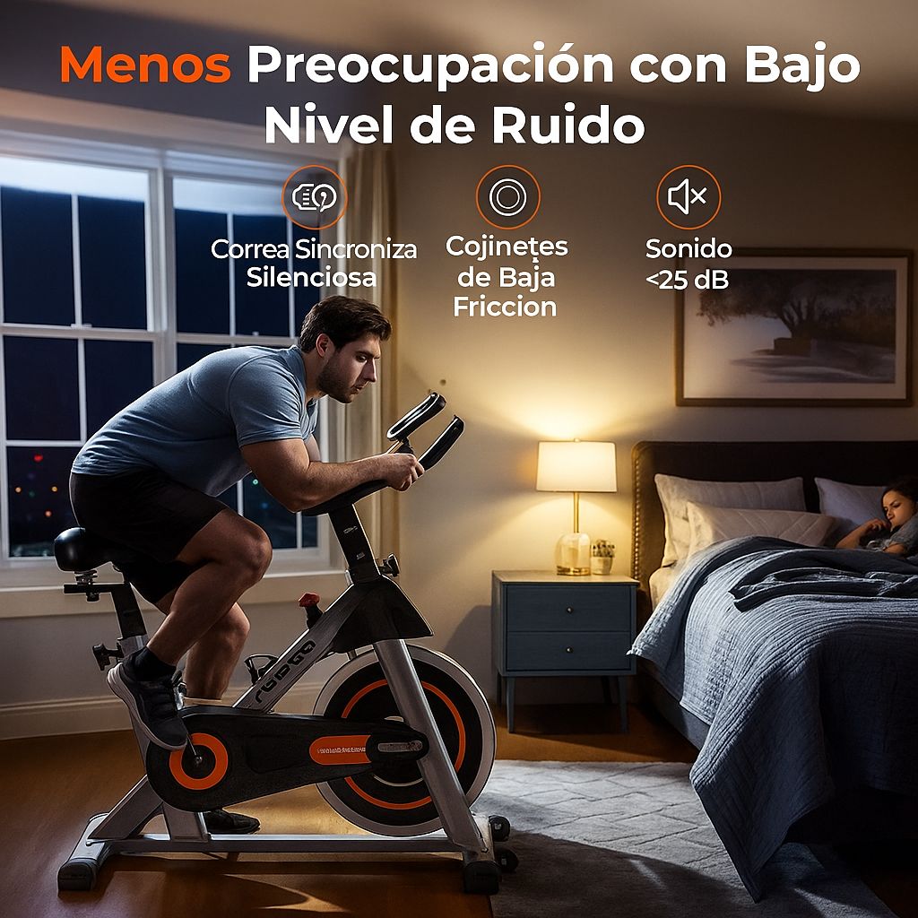 bicicleta spinning PRO banda magnética con soporte para iPad y cómodo cojín de asiento y volante de 18 KG
