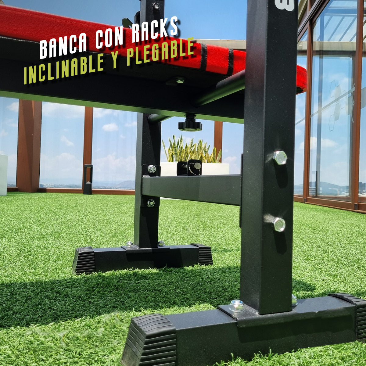 Banco de Pesas Ajustable  plegable con Soporte Convierte tu Hogar en un Gimnasio Completo