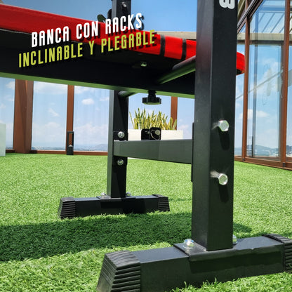 Banco de Pesas Ajustable  plegable con Soporte Convierte tu Hogar en un Gimnasio Completo