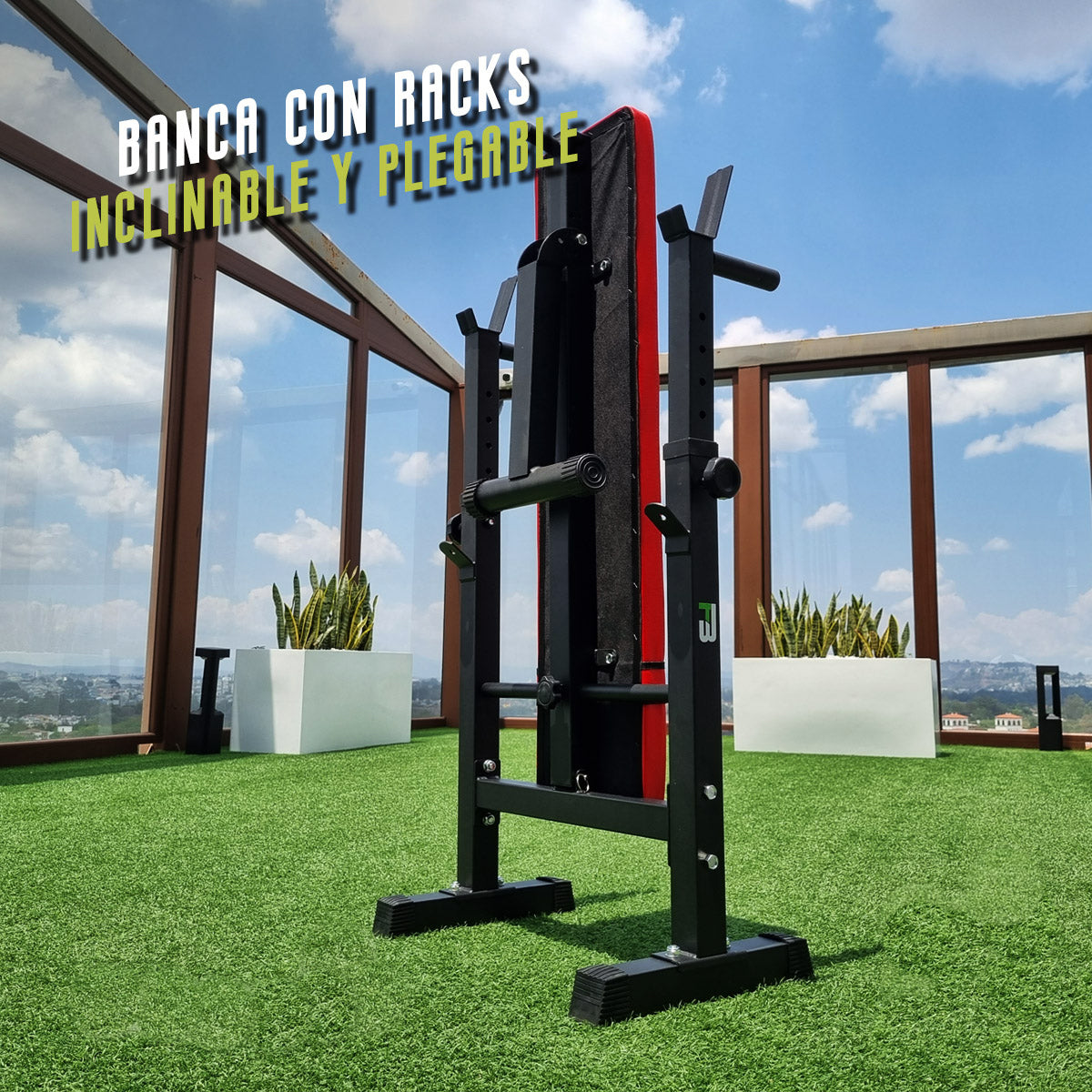 Banco de Pesas Ajustable  plegable con Soporte Convierte tu Hogar en un Gimnasio Completo