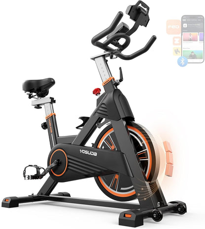 YOSUDA PRO Bicicleta spinning magnética de 400 libras, con cómodo cojín de asiento, conducción silenciosa
