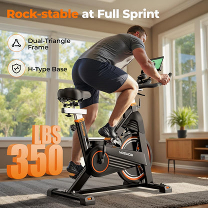 YOSUDA PRO Bicicleta spinning magnética de 400 libras, con cómodo cojín de asiento, conducción silenciosa