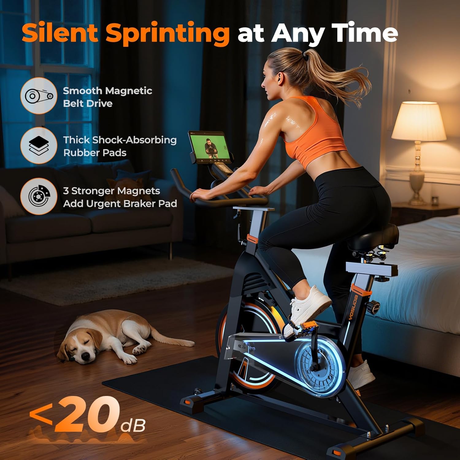 Bicicleta spinning  YOSUDA PRO con Resistencia magnética Volante 20 KG Ultra Silenciosa