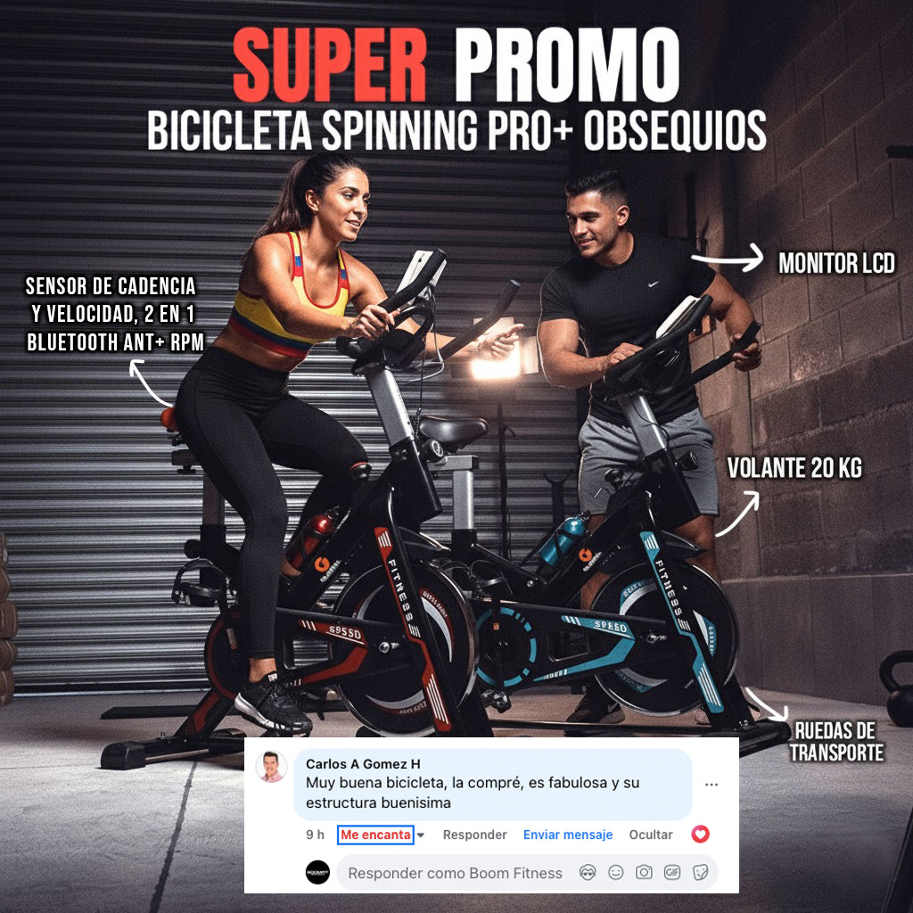 Bicicleta Estatica Spinning Gimnasio Fitness Pro + Sensor de cadencia y velocidad, 2 en 1 Bluetooth ANT+ RPM Set de Bandas Elásticas y de Tela