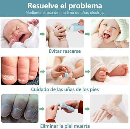 Lima de uñas bebe, Set de Cuidado de uñas para Bebés 10 en 1, Pulidor de uñas para bebés Cortaúñas Versátiles con Luz LED
