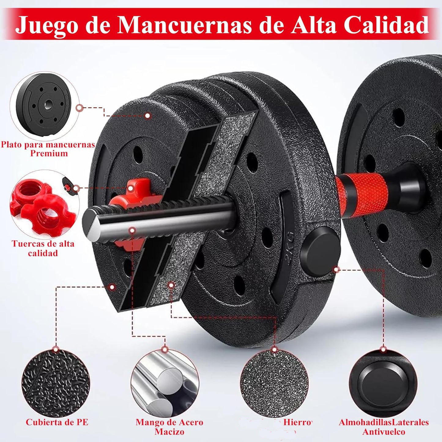 Kit de Pesas 100 Libras PRO con Pesa Rusa y Barra de 1,40 m + OBSEQUIO