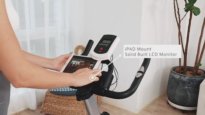 Bicicleta Estatica Spinning Gimnasio Fitness Pro + Sensor de cadencia y velocidad, 2 en 1 Bluetooth ANT+ RPM Set de Bandas Elásticas y de Tela