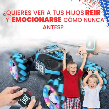 Coche de control remoto, 2.4G 4WD , todos los terrenos de doble cara giratoria controlados a mano, camión RC gesto  para niños y niñas con música